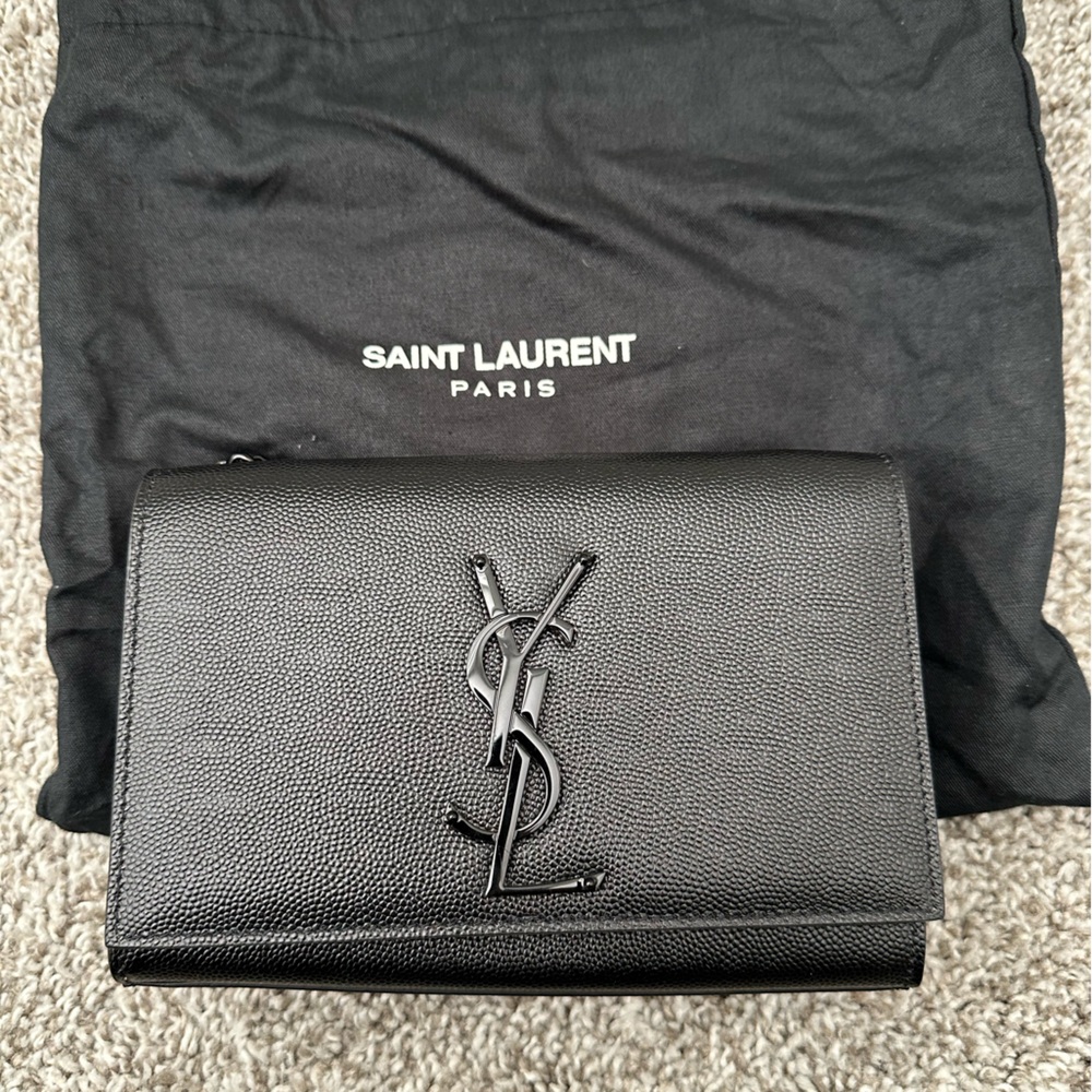 Saint Laurent Chain Shoulder Bag Black Leather